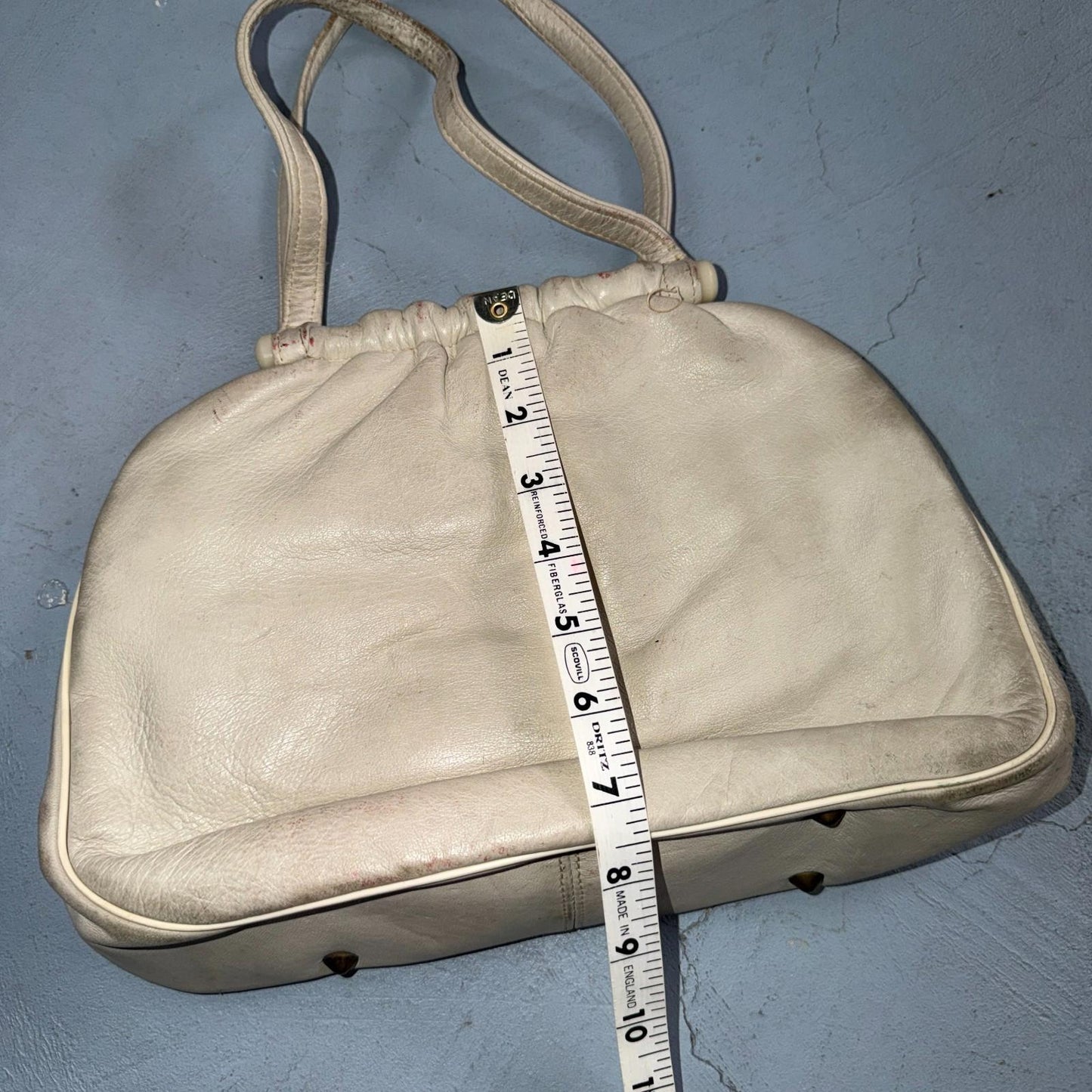Vintage 1960s White Handbag Double Handle Clasp Closure by Best Co USA Made