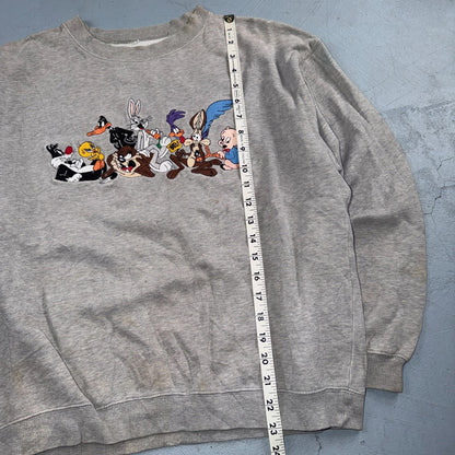 1990s Rare Vintage Acme Looney Tunes Central Logo Sweatshirt Crewneck Stained