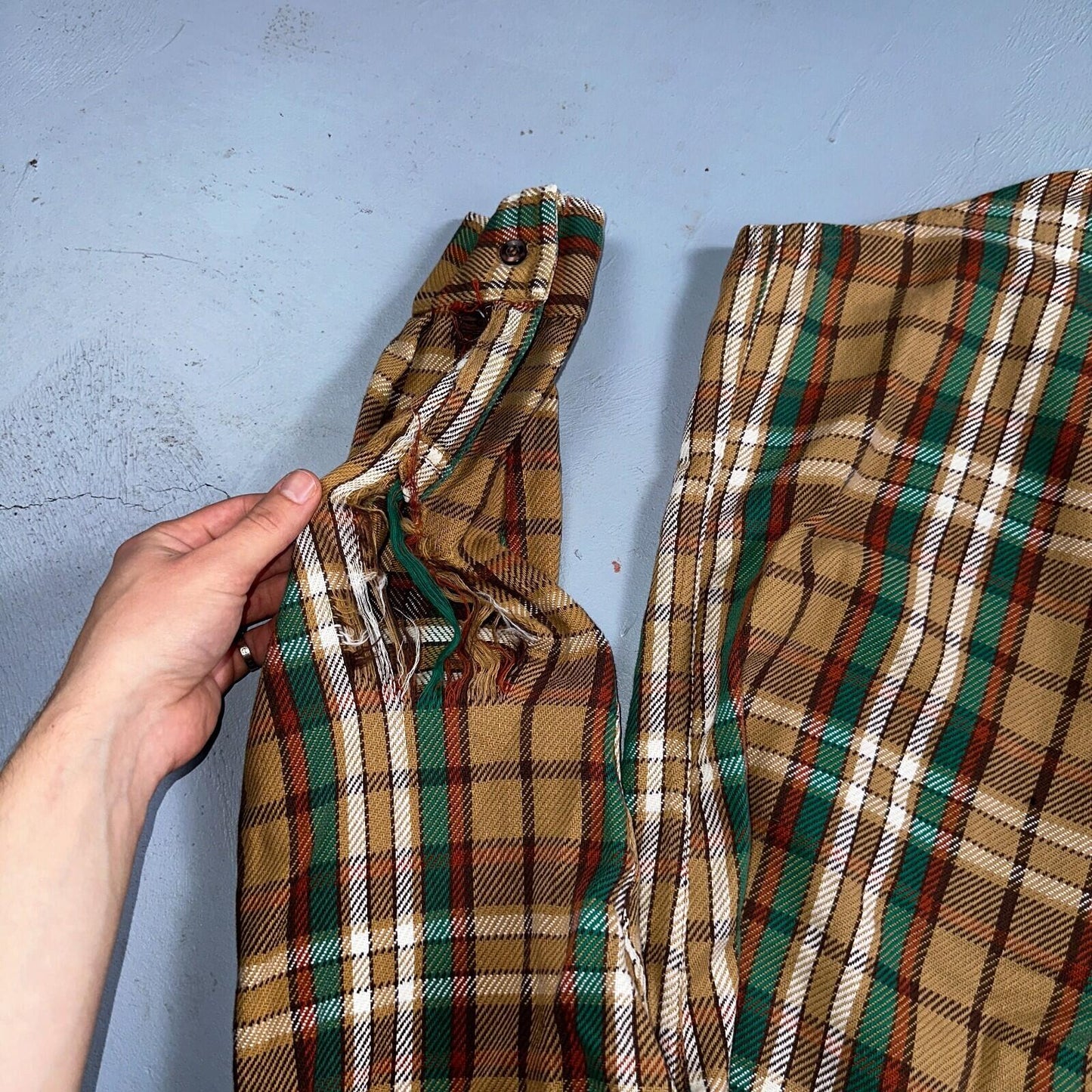VTG Big Mac JC Penneys Thick 100% Cotton Flannel Work Shirt M 70s Plaid Thrashed