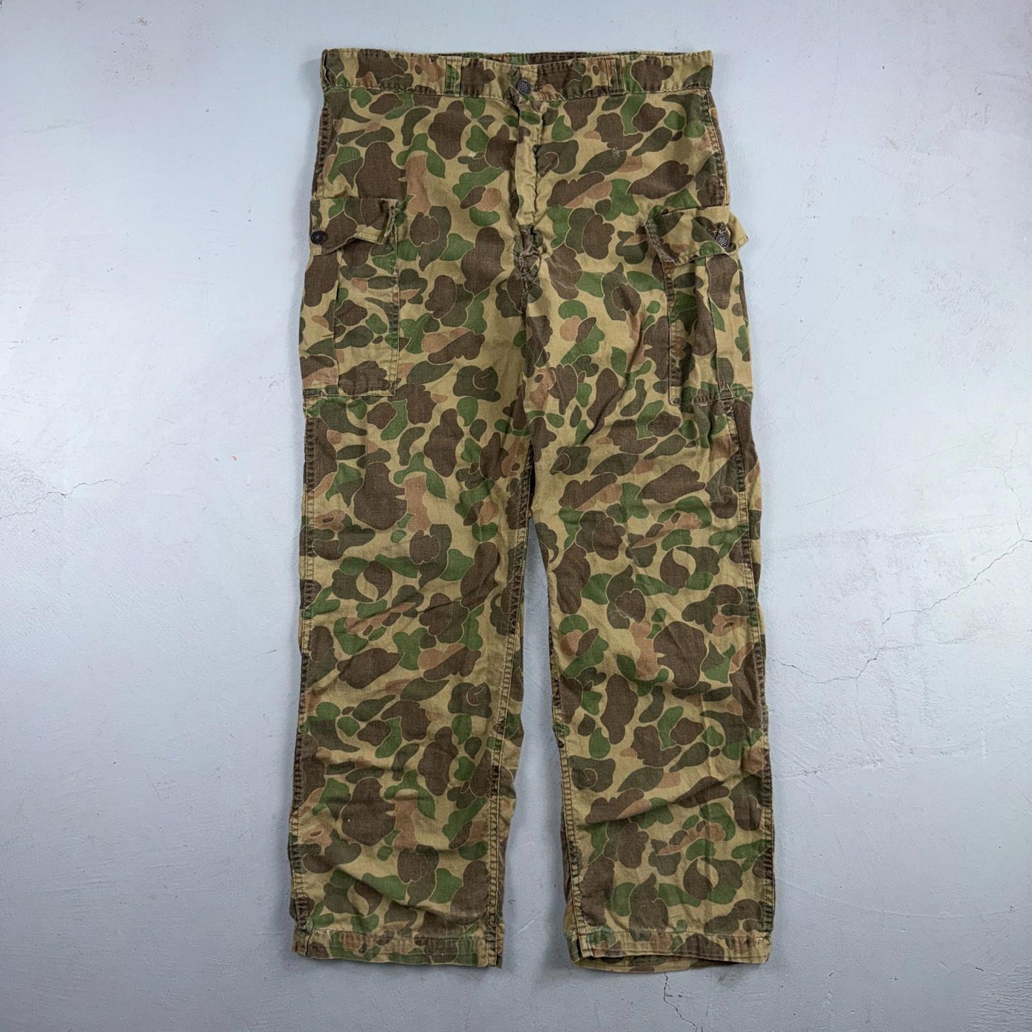 Vintage 40s USMC 13 Star Duck Camo Pants 40s Frogskin WWII Cargo Military 34x28