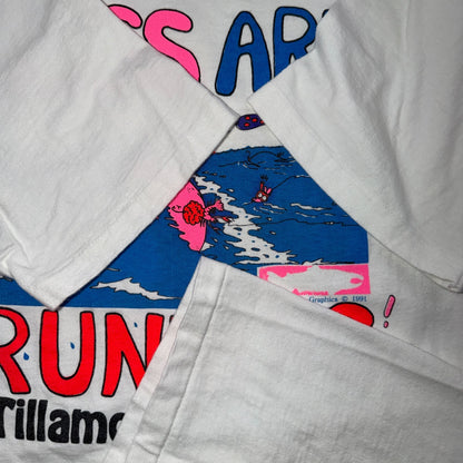 Hogs Are Running VTG T Shirt Harley 3D Funny Butt Tillamook Oregon Pigs Emblem