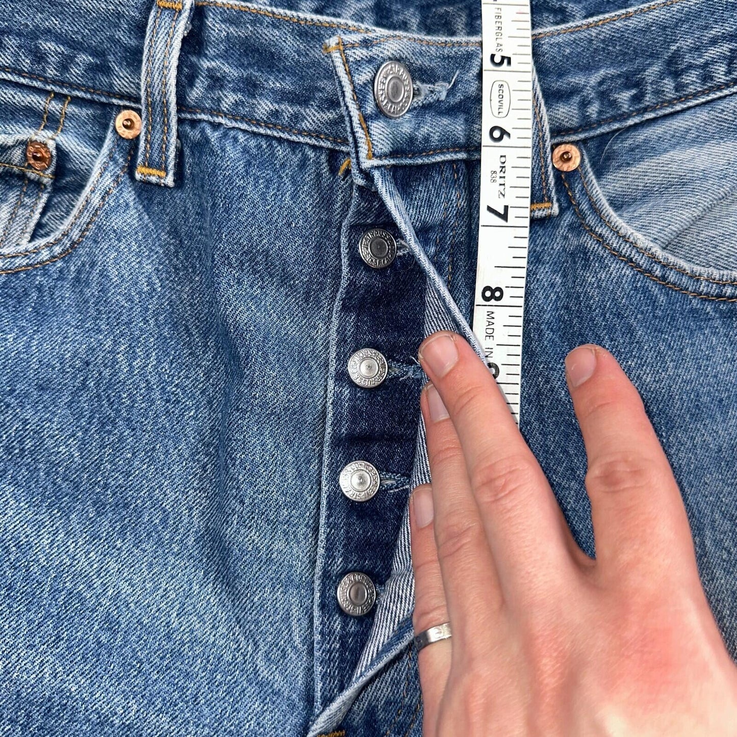 Levis 501 Vintage 90s USA XX Straight Leg Jeans Blue Light Wash 34x36 Act 32x30
