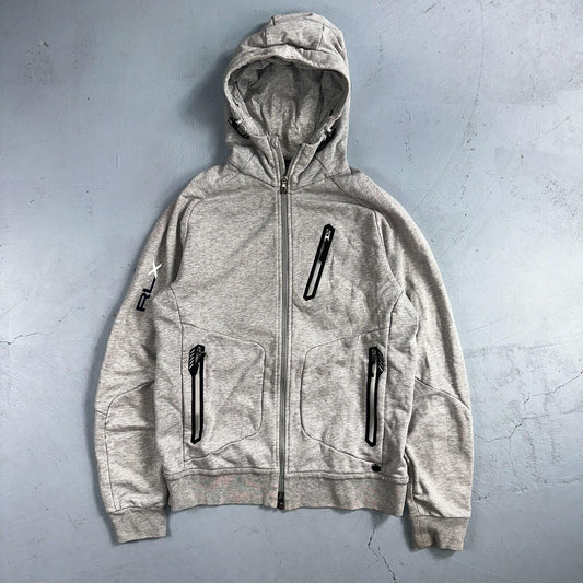 RLX Ralph Lauren Hoodie Mens Medium Gray Hybrid Pullover Gray Logo Training Gym