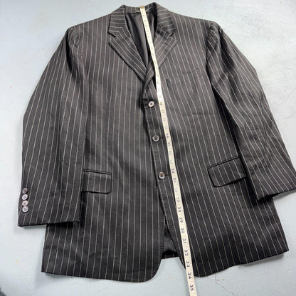 Ralph Lauren Purple Label Black Linen Suit Jacket Mens 44R Pinstripe $3,995 VTG