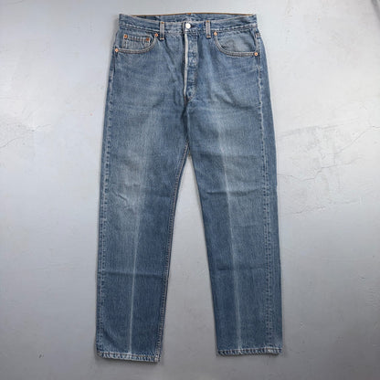 Levis 501 Vintage 90s USA XX Straight Leg Jeans Blue Light Wash 36x32 Act 34x31