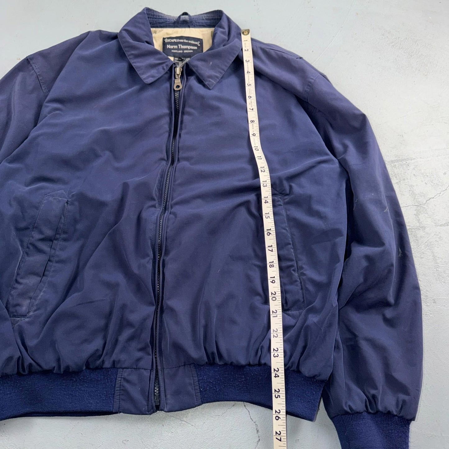 Norm Thompson Mens Blue Polyester Long Sleeve Full Zip Jacket Size Large Bomber