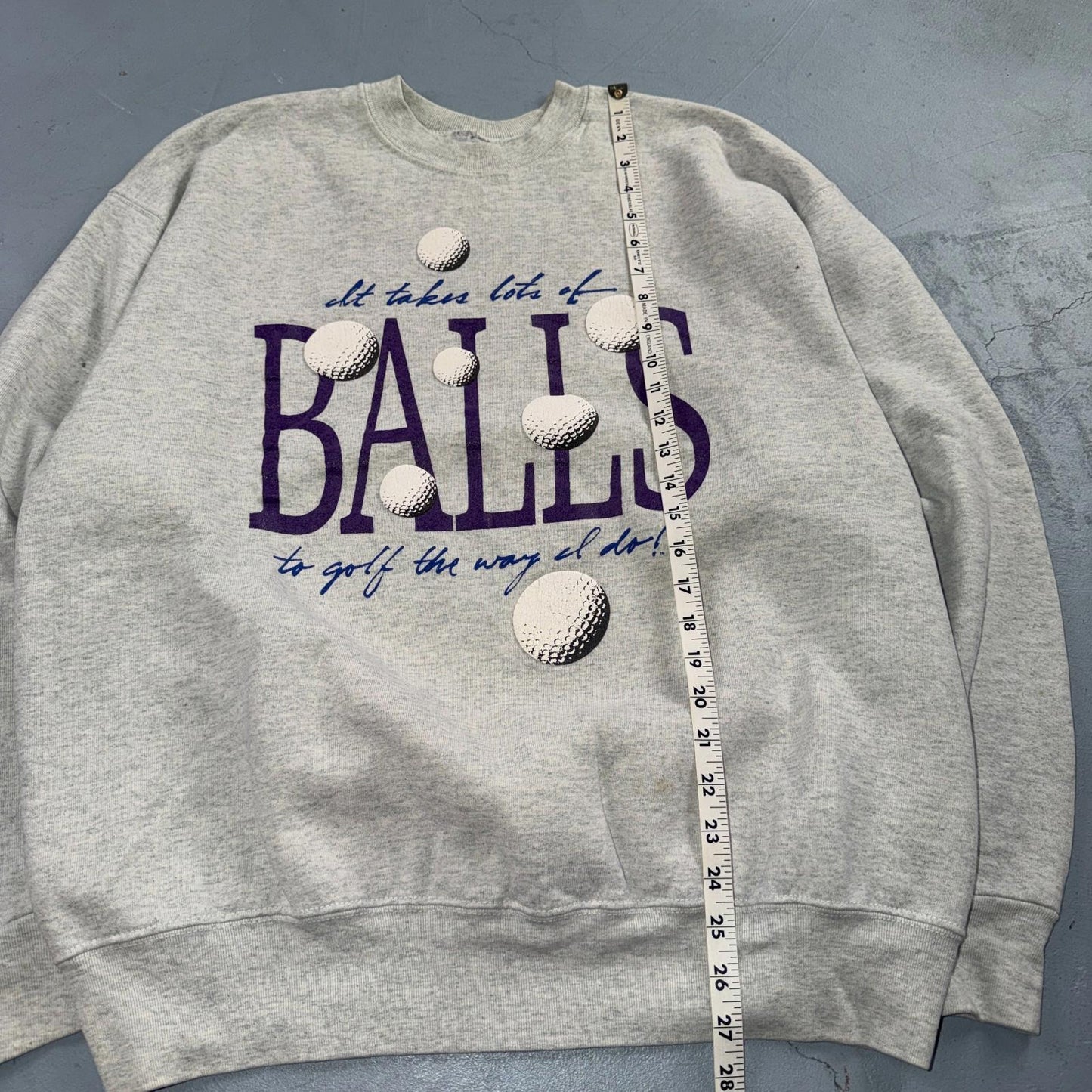 VTG Golf Balls Crewneck Sweatshirt USA Funny Humor Jokes FOTL 90s Quote Text