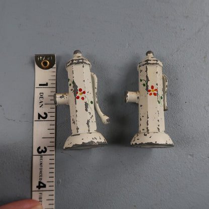 Vintage Cast Iron Hand Water Pump Salt and Pepper Shakers Cute MCM 60s