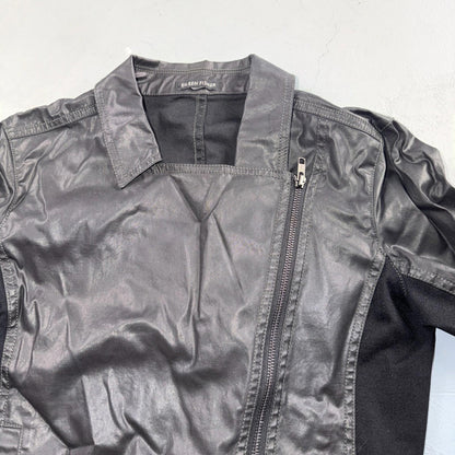 Eileen Fisher Jacket Womens XS Black Asymmetric Moto Zip Coat Cotton Blend