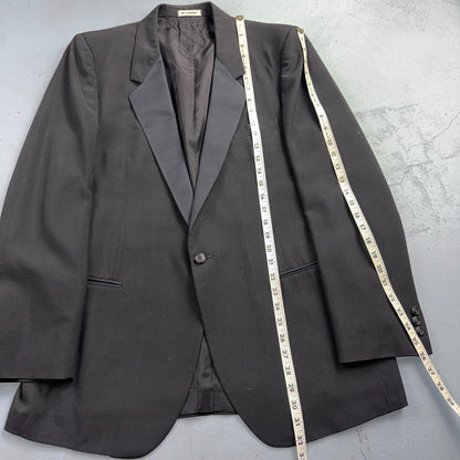 VTG Saint Laurent 43 YSL Mens 3 Pc Tuxedo Suit Paris Black W38 1970s 70s Wool Bl