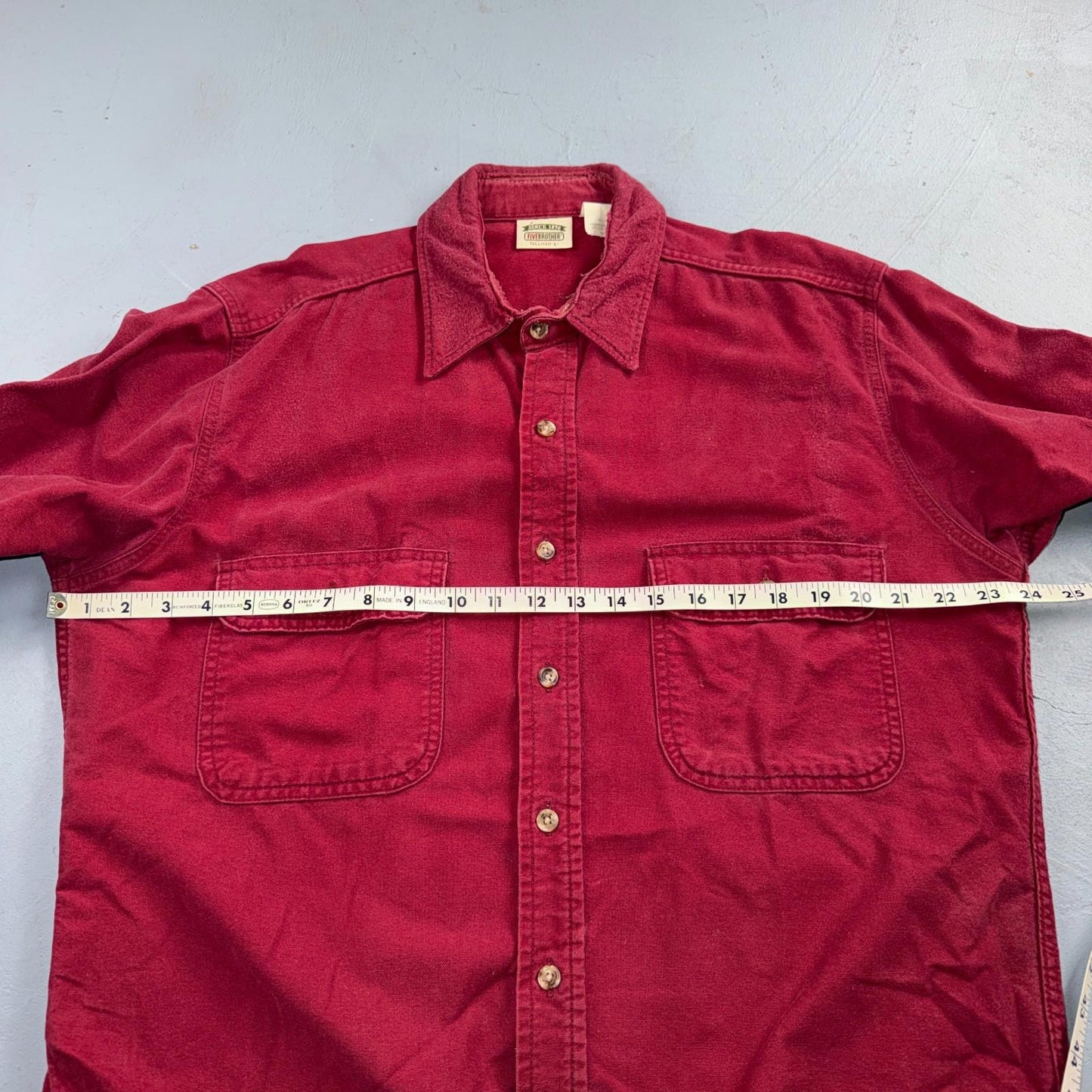Vintage Five Brother Shirt Mens Tall Large Flannel Red 90s 1990s Workwear