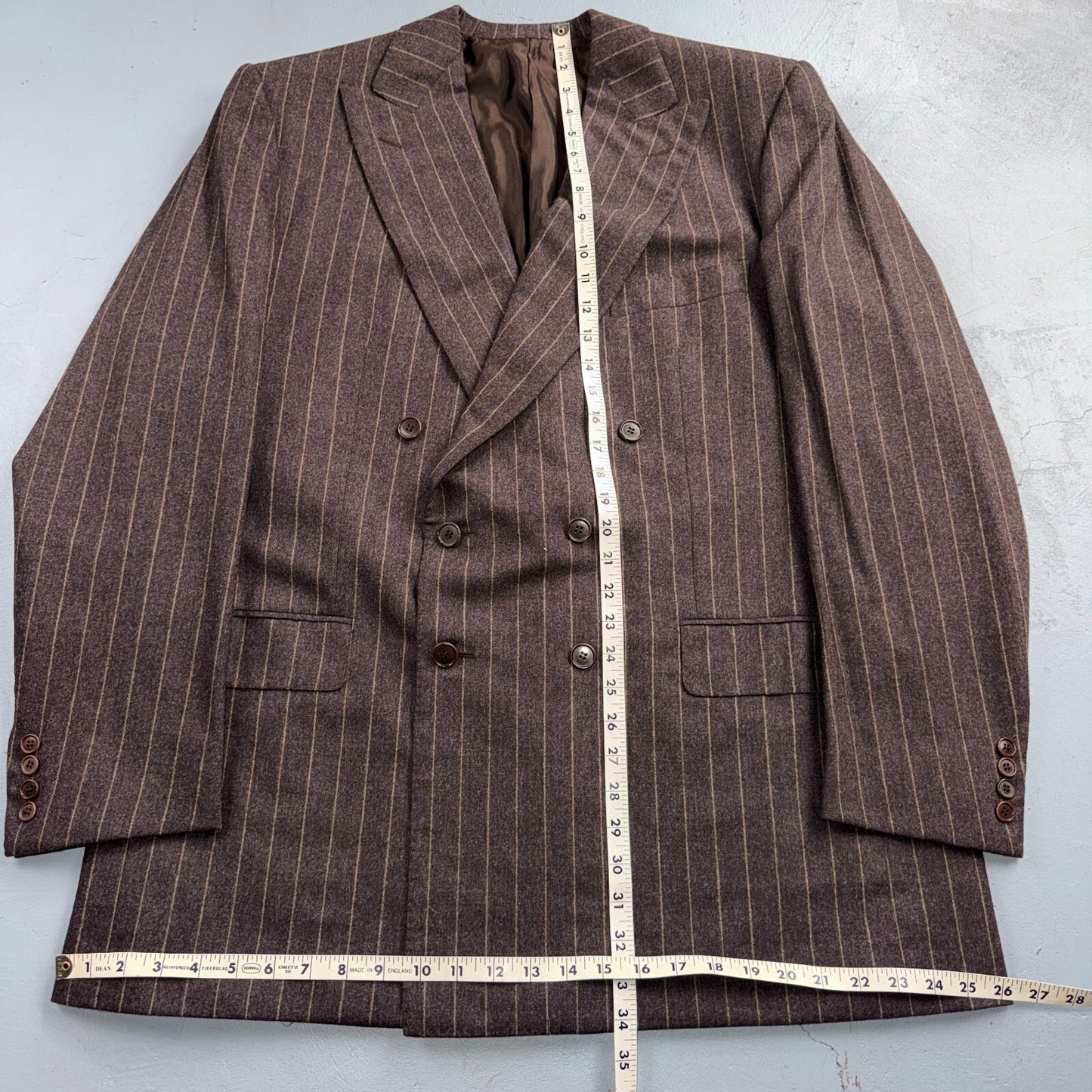 VTG Mens 2 PC Suit 56 Jacket Coat Pants Double Breasted Wool Italy 90s Luciano