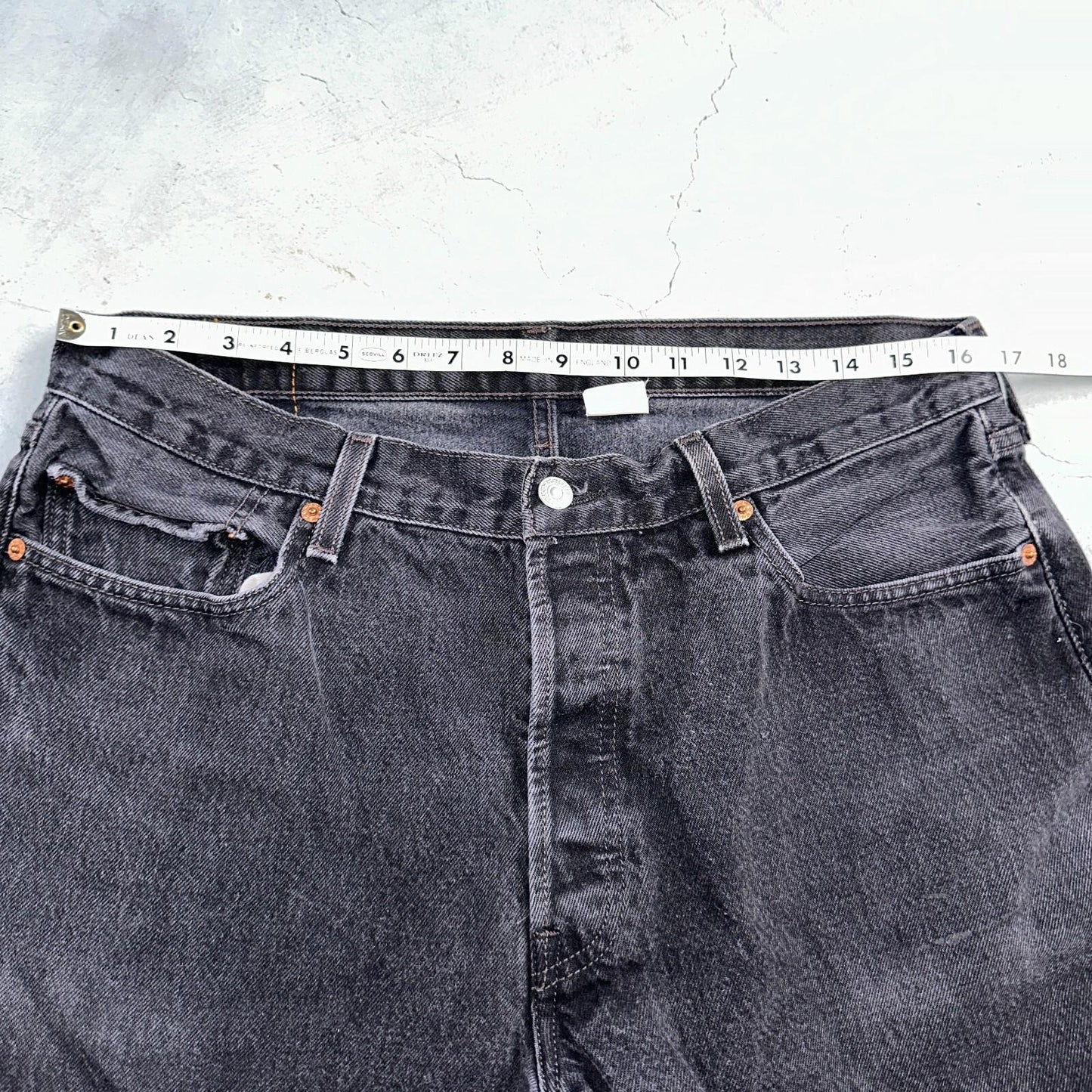 Levis 501 Vintage Y2K XX Straight Leg Jeans 90s Black Med Wash 36x34 Act 31x32