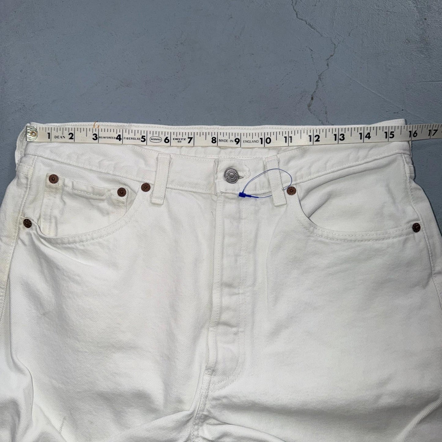 Levis 501 Vintage 90s USA XX Straight Leg Jeans White Light Wash 33x32 Act 31x31