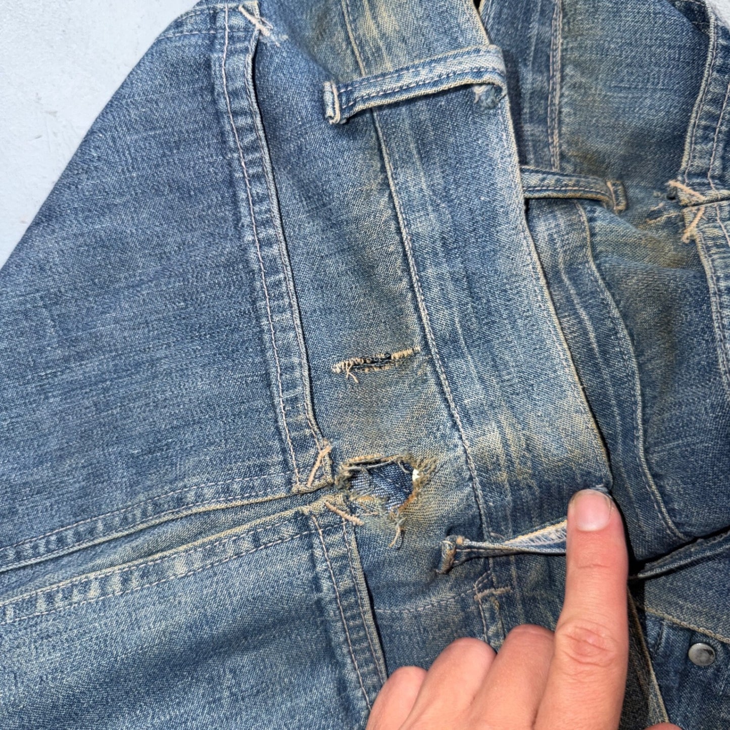 1940s WWII Navy Selvedge Denim Pants Seafarer Uniform Blue Jeans VTG 40s 30x28