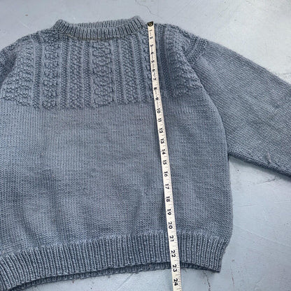 VTG Blue Knitted Isle Sweater Pullover Handmade Knit 60s 70s Grandma core Chic