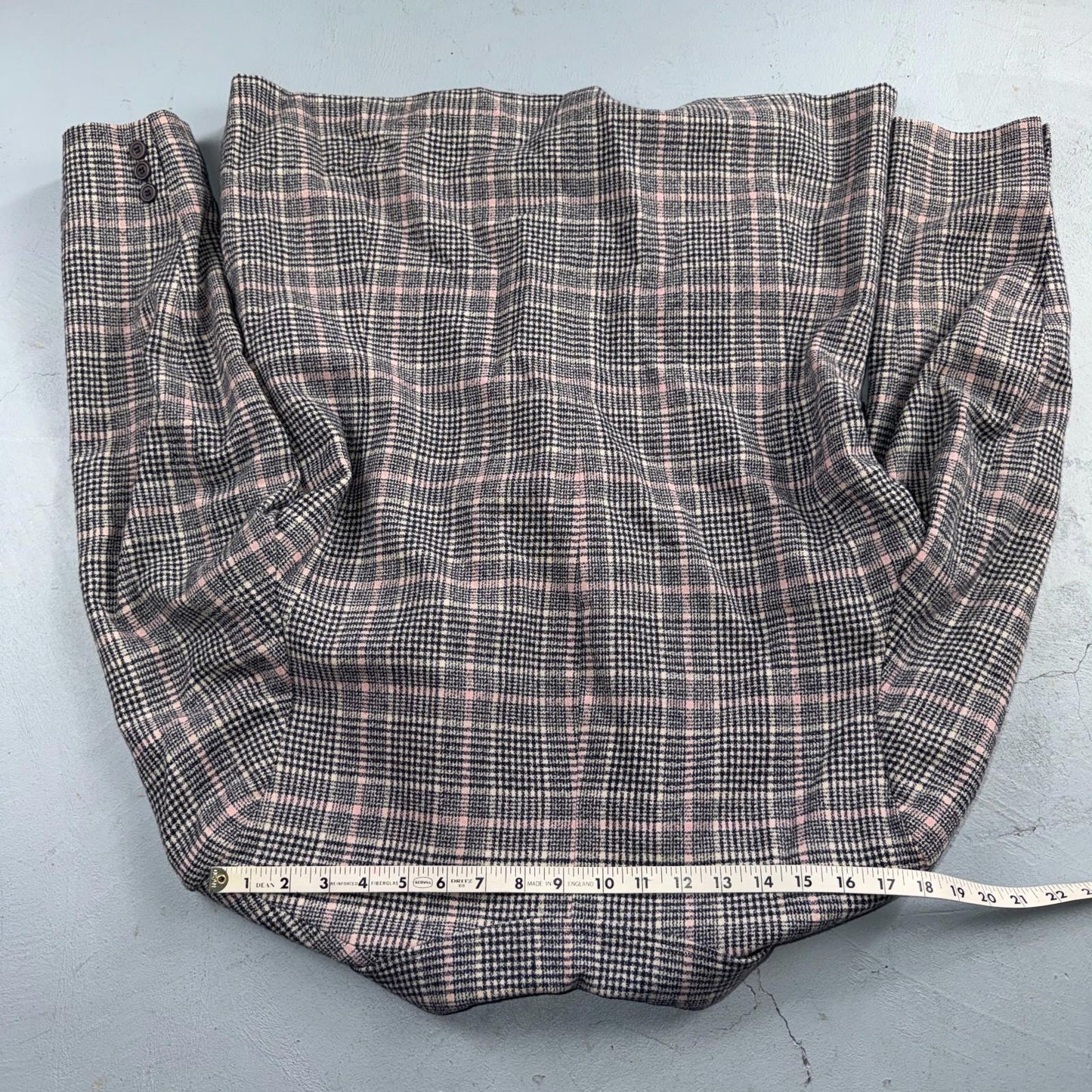 Pendleton 100% Virgin Wool Blazer Womens 16 Gray Plaid One Button Pockets