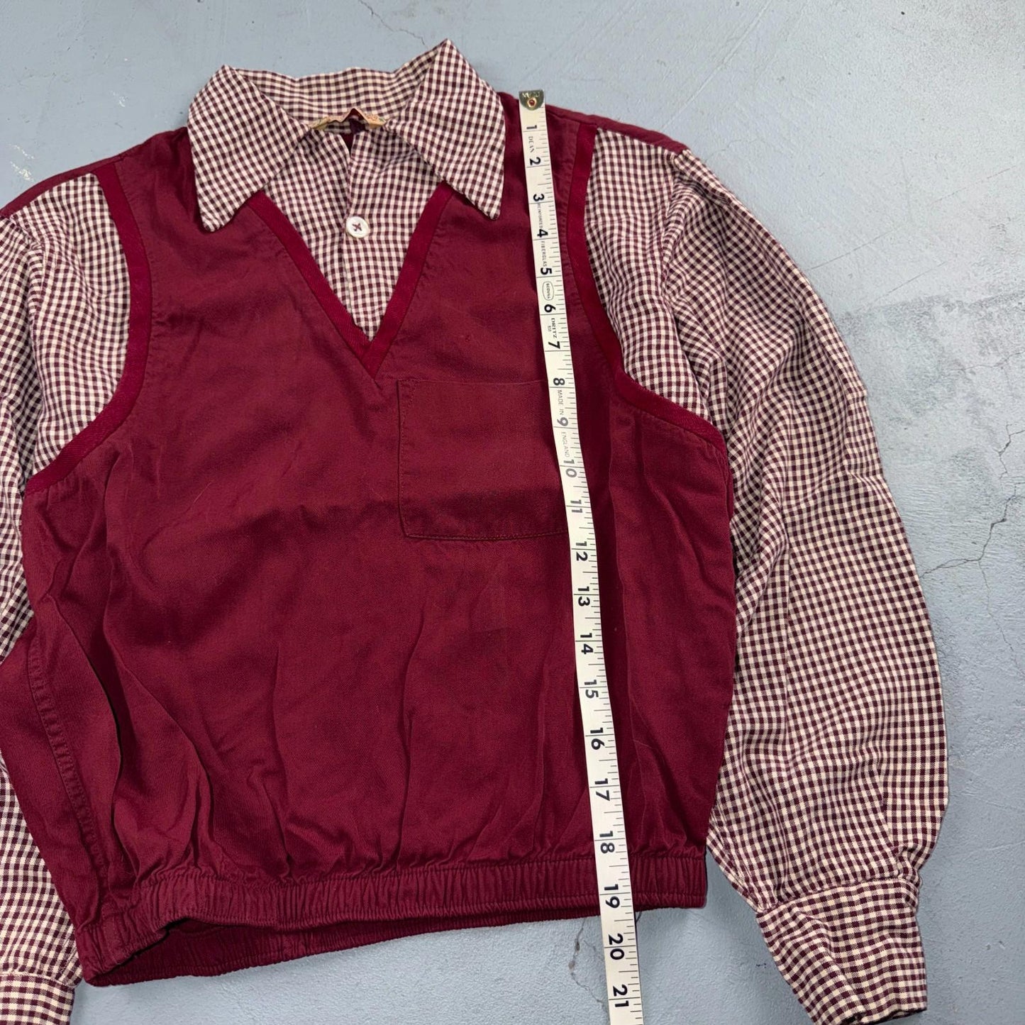 VTG 50s Gabardine Loop Collar Shirt S Rockabilly Vest Jac California Ricky RARE