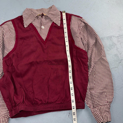VTG 50s Gabardine Loop Collar Shirt S Rockabilly Vest Jac California Ricky RARE