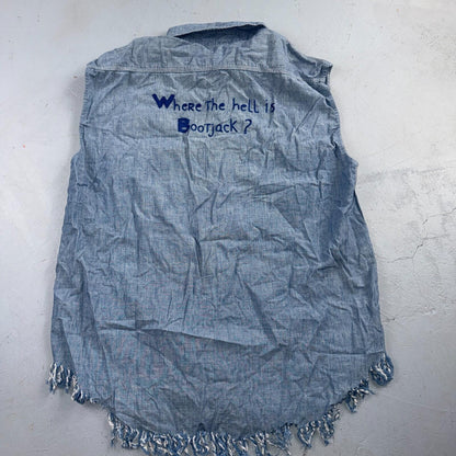 60s 70s Penneys Big Mac Blue Chambray Work Shirt Vest True Vtg Chain Stitch