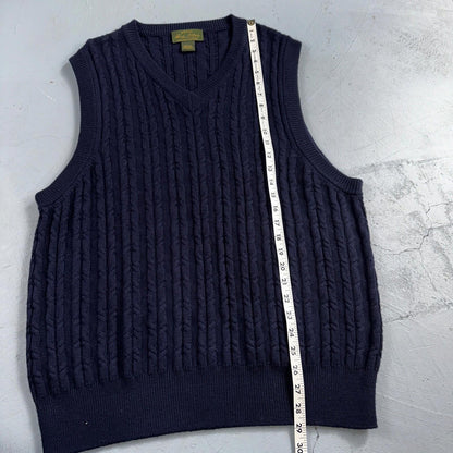 Orvis Men Large L Signature Collection SCG 100% Wool Blue Vest EUC Navy
