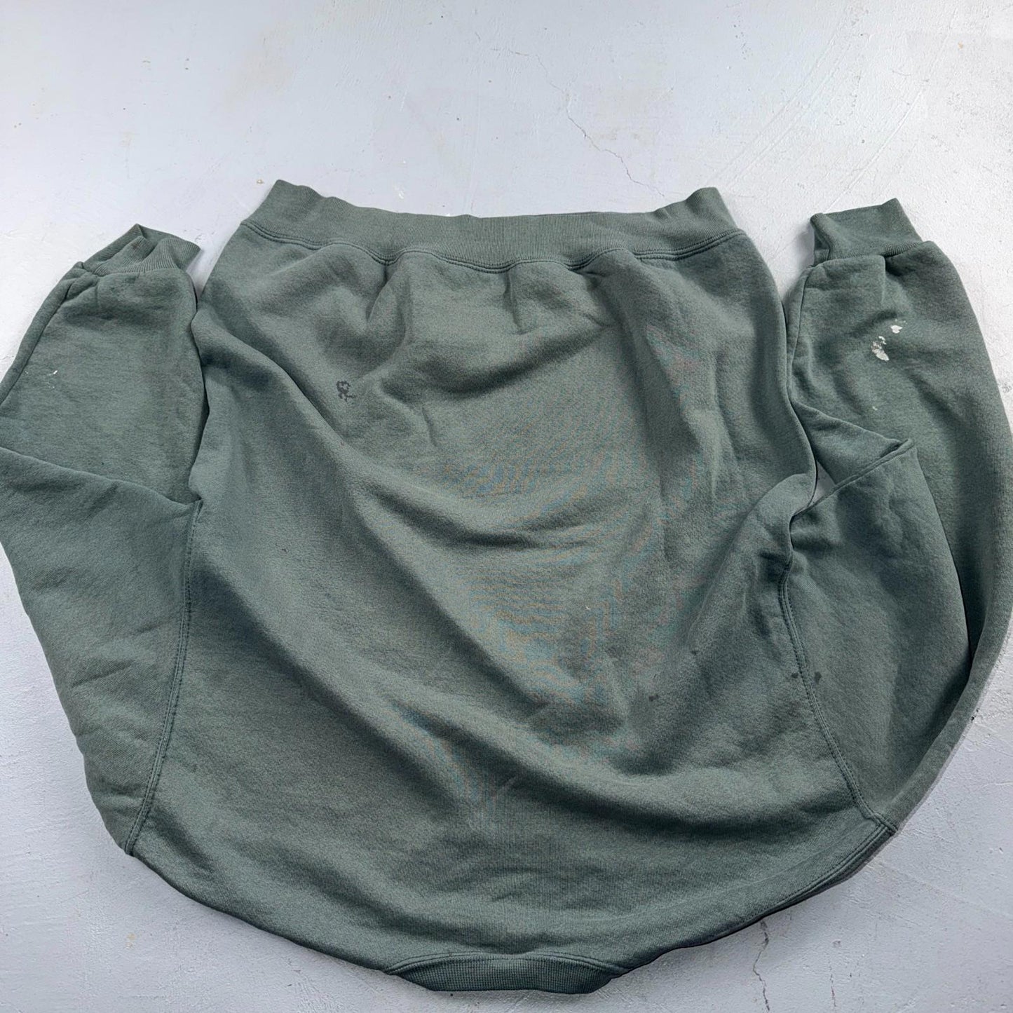 Vintage Russell Athletic Sweatshirt Green Large Y2K Basic Thrashed Worn