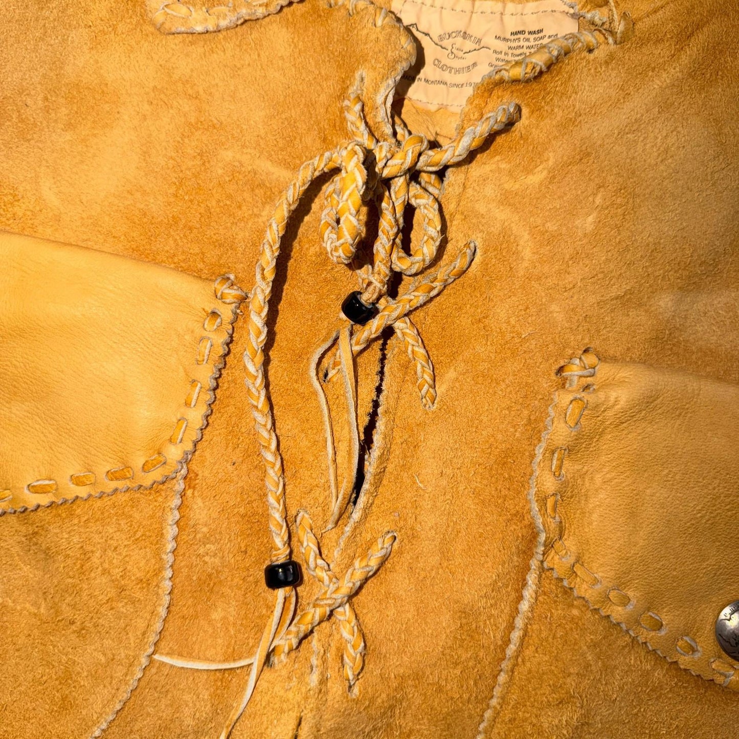 VTG Buckskin Montana Jacket Leather Fringe Western Leather Cowboy Suede 70s