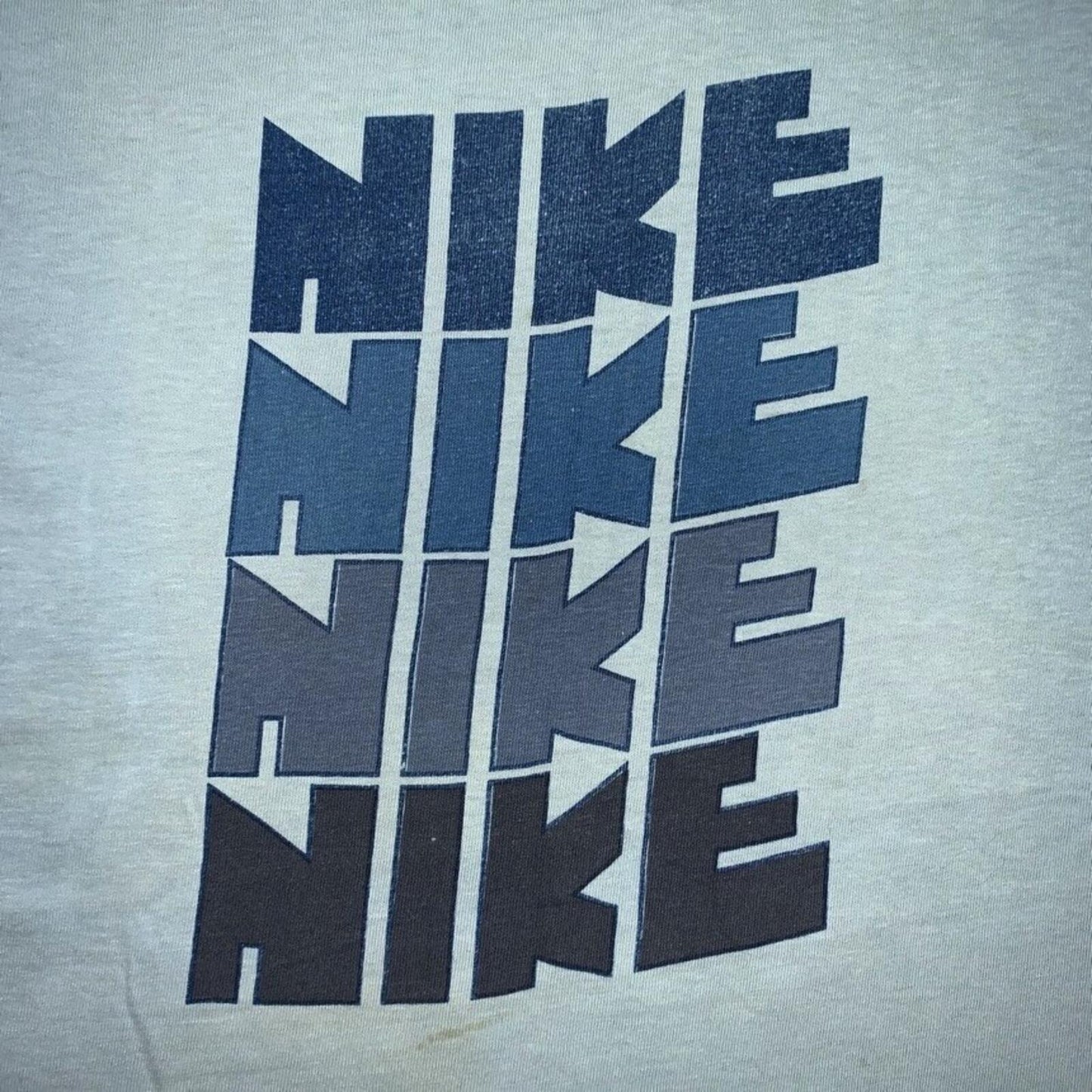70s Quad Block Print Vintage Nike T Shirt USA Rare Single Stitch Pinwheel Anvil
