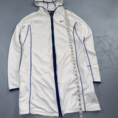 Nike VTG Hoodie Jacket Women’s White Blue Size Medium Full Zip Hooded Logo