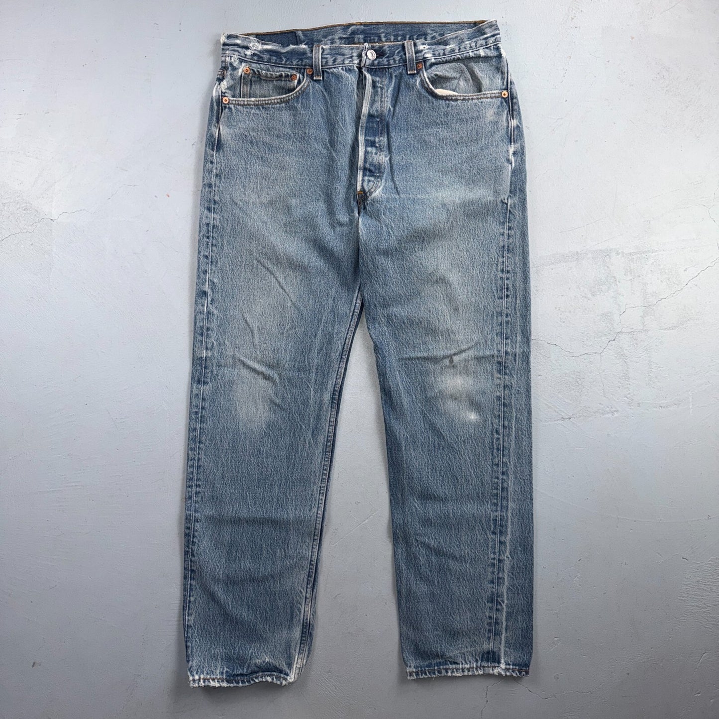Levis 501 Vintage 90s USA XX Straight Leg Jeans Blue Light Wash 38x34 Act 34x29