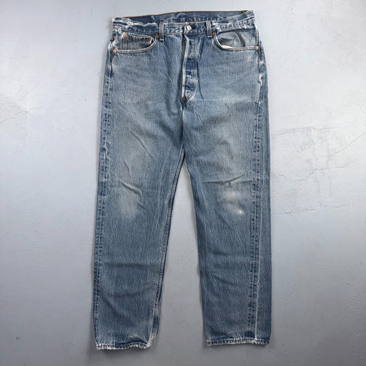 Levis 501 Vintage 90s USA XX Straight Leg Jeans Blue Light Wash 38x34 Act 34x29