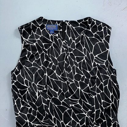 Pendleton Women's Size 6 Silk Blend Sleeveless Black White Fit N Flare Dress
