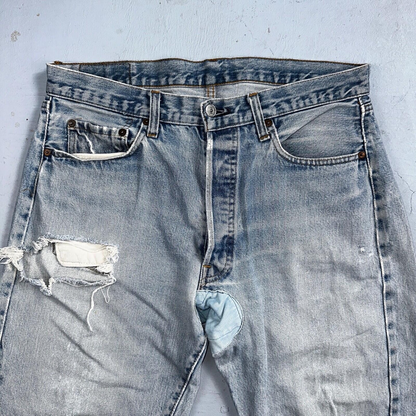 Levis 501 Vintage 80s Redline Selvedge USA XX Jeans Thrashed 36x30 Act 33x26