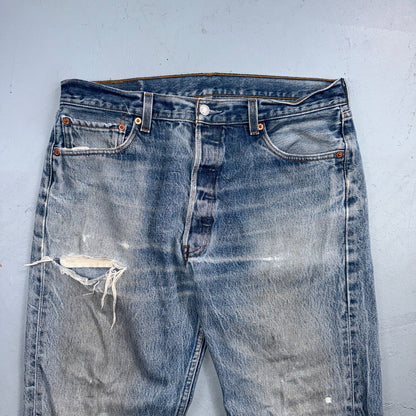 Levis 501 Vintage 90s Y2K XX Straight Leg Jeans Blue Light Wash 36x34 Act 34x30
