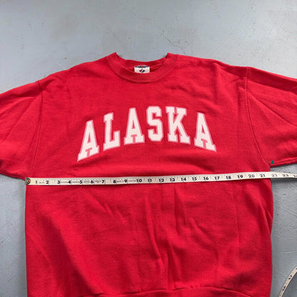 Vtg 90s Alaska Sweatshirt 1990s Simple Basic Crewneck Jumper Pink Jerzees Large