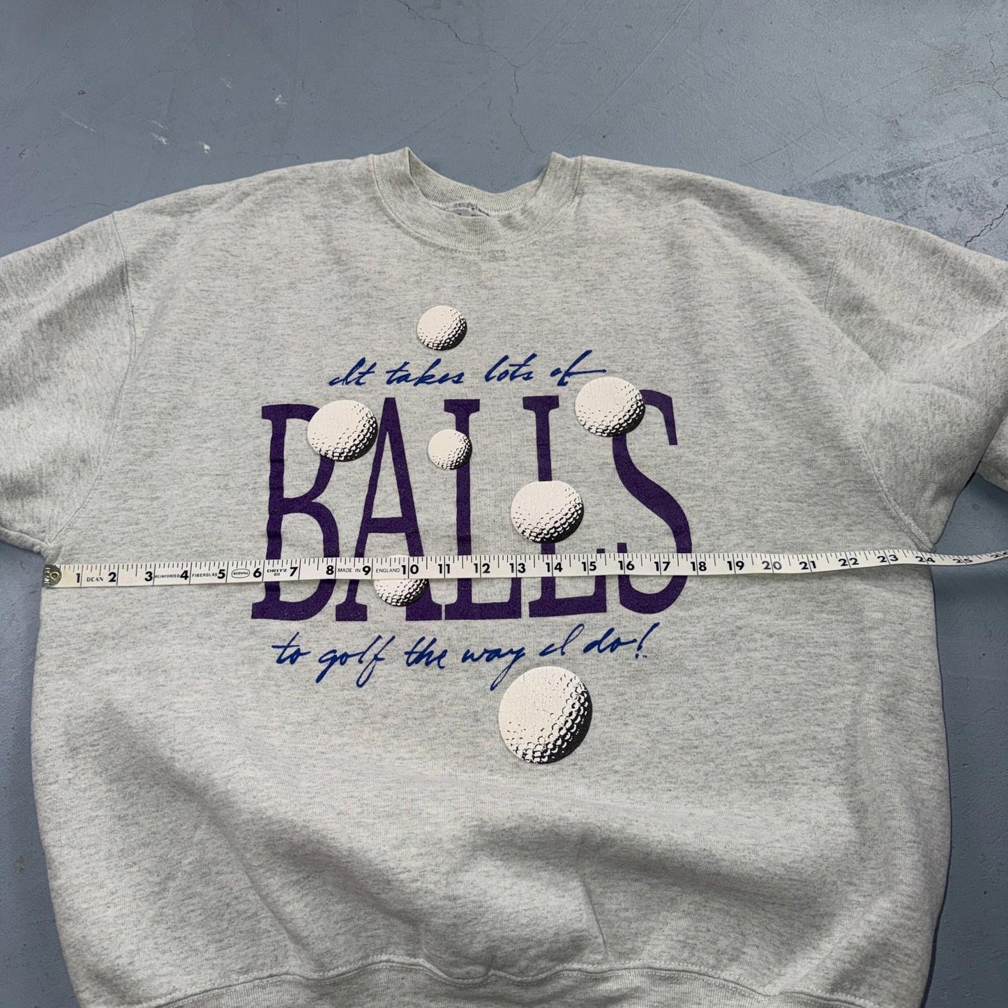 VTG Golf Balls Crewneck Sweatshirt USA Funny Humor Jokes FOTL 90s Quote Text