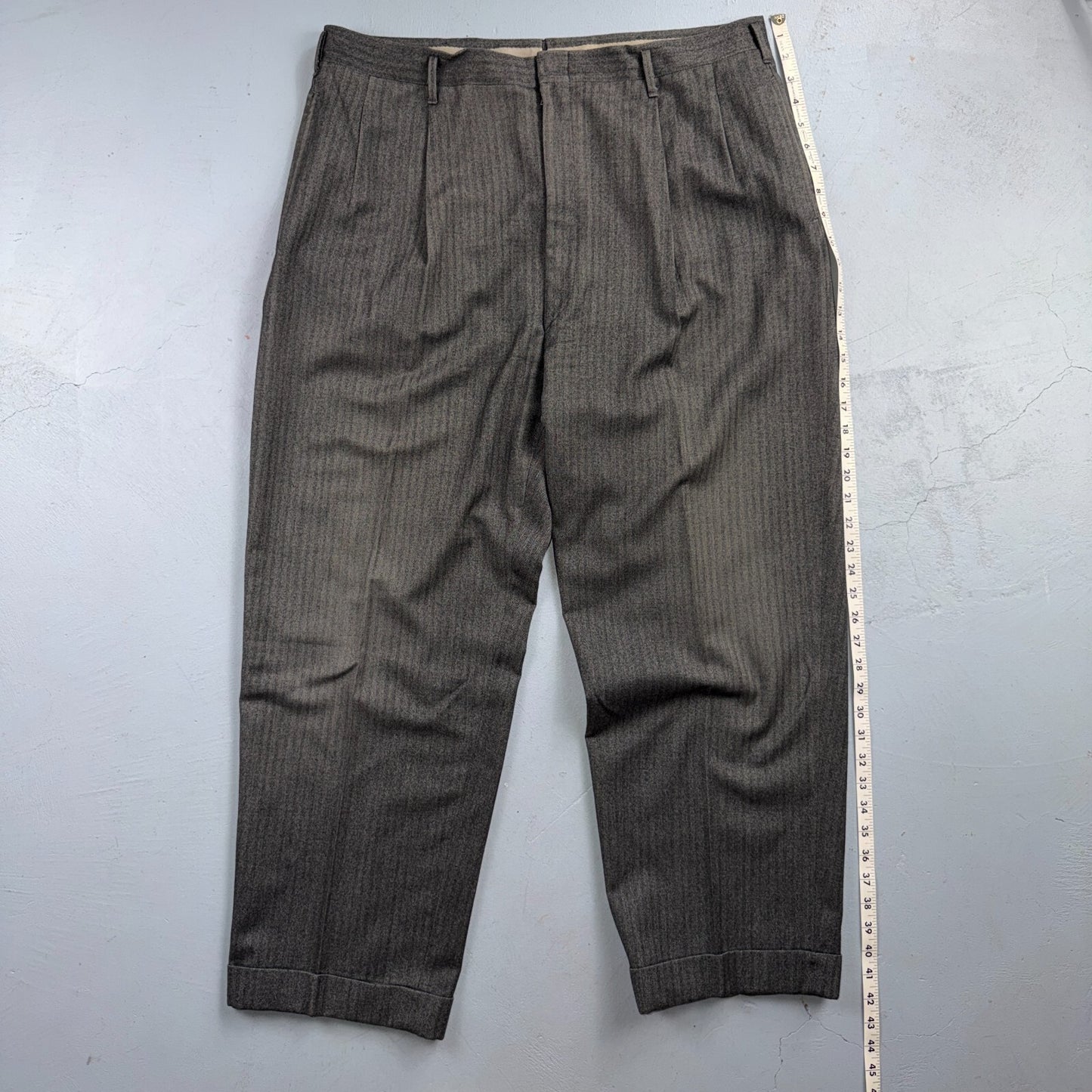 VTG Mens 2 PC Suit 46 Jacket Coat Pants Gray Rockabilly 60s 1960s HBT Drop Loop