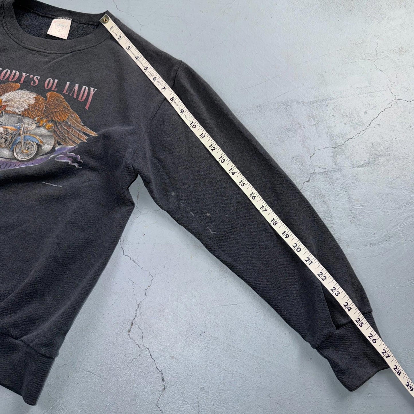 VTG 80s Harley Davidson Motorcycle Sweatshirt Nobodys Ol Lady Joliet 3D Emblem