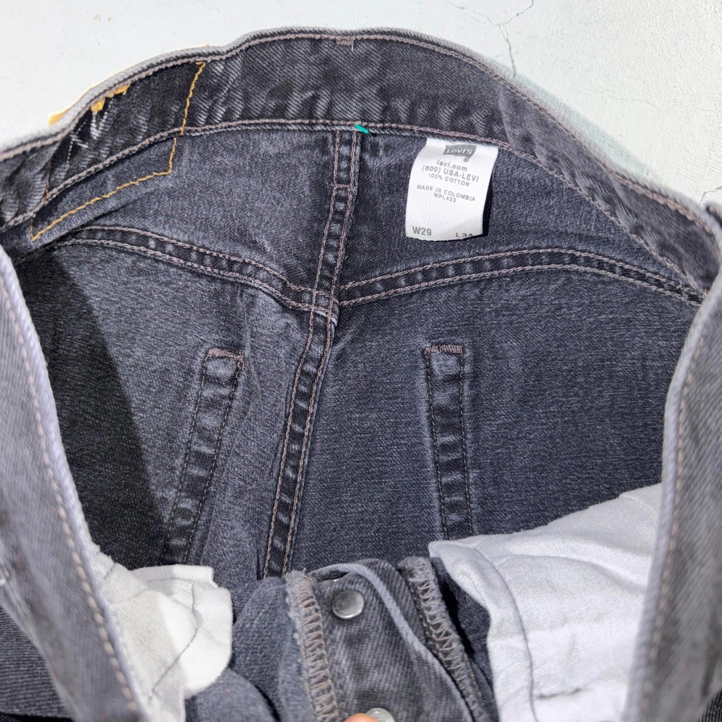 Levis 501 Vintage Y2K 90s XX Straight Leg Jeans Black Med Wash 29x34 Act 28x31