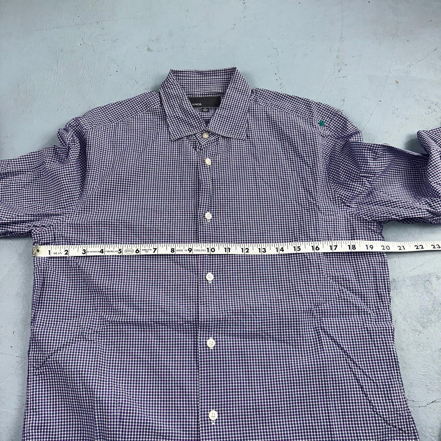 Vince Shirt Mens M Purple Gingham Long Sleeve Button Up Checkerboard