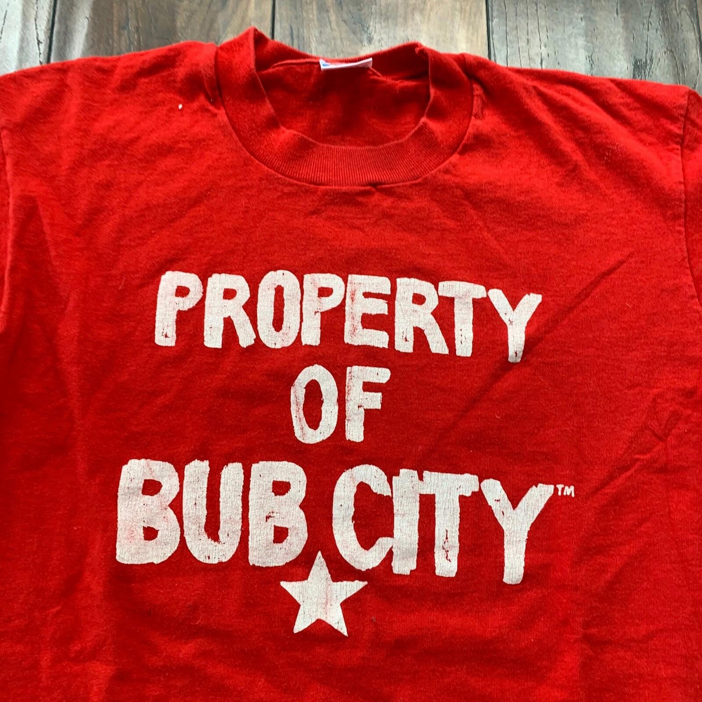 Property Of Bub City Vintage T Shirt Funny Humor Adult Red 90s Fruit Single Rap