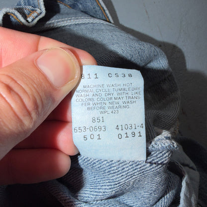 Levis 501 Vintage 90s USA XX Straight Leg Jeans Blue Light Wash 30x30 Act 27x28