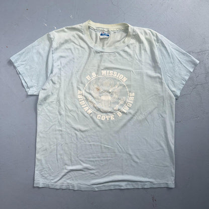 US Mission Abidjan VTG T Shirt Cote Divore 80s 1980s Hanes XL Army Single Stitch