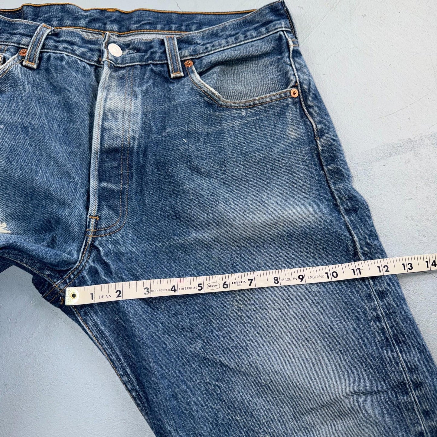 Levis 501 Vintage 90s USA XX Straight Leg Jeans Blue Thrashed 35x36 Act 33x32