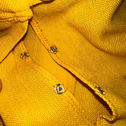 Vintage Marlies Handwebe Tyrol Skirt Yellow Wool Black Lace Trim Austria 50s