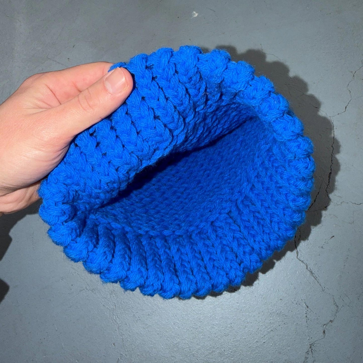 VTG 70s 60s Wool Knit Winter Beanie Hat OSFM Rockabilly Warm Grunge Basic Blue