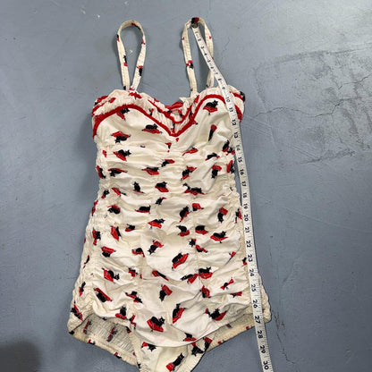 Catalina 1940s 1950s VTG Bathing Suit Swimsuit Hollywood Swim Wear Black Cats