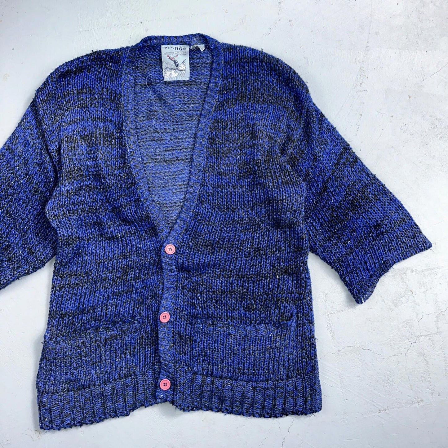 Visage Winter Womans Cardigan Knit Sweater Cozy 80s Active Winter Ramie Purple