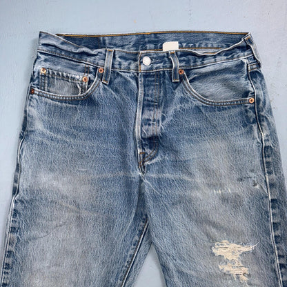 Levis 501 Vintage Y2K 90s XX Straight Leg Jeans Blue Light Wash 34x34 Act 31x30