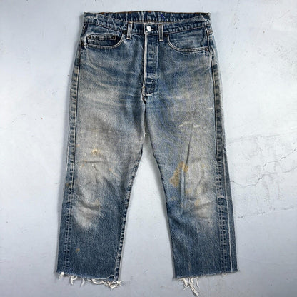 Levis 501 Vintage 80s USA XX Straight Leg Jeans Blue Light Wash Act 32x24 Capri